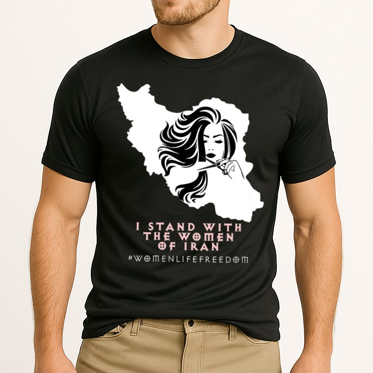 Womens Iran Map, I STAND WITH WOMEN OF IRAN Support Iranian Women Cooling Performance Crew T-Shirt