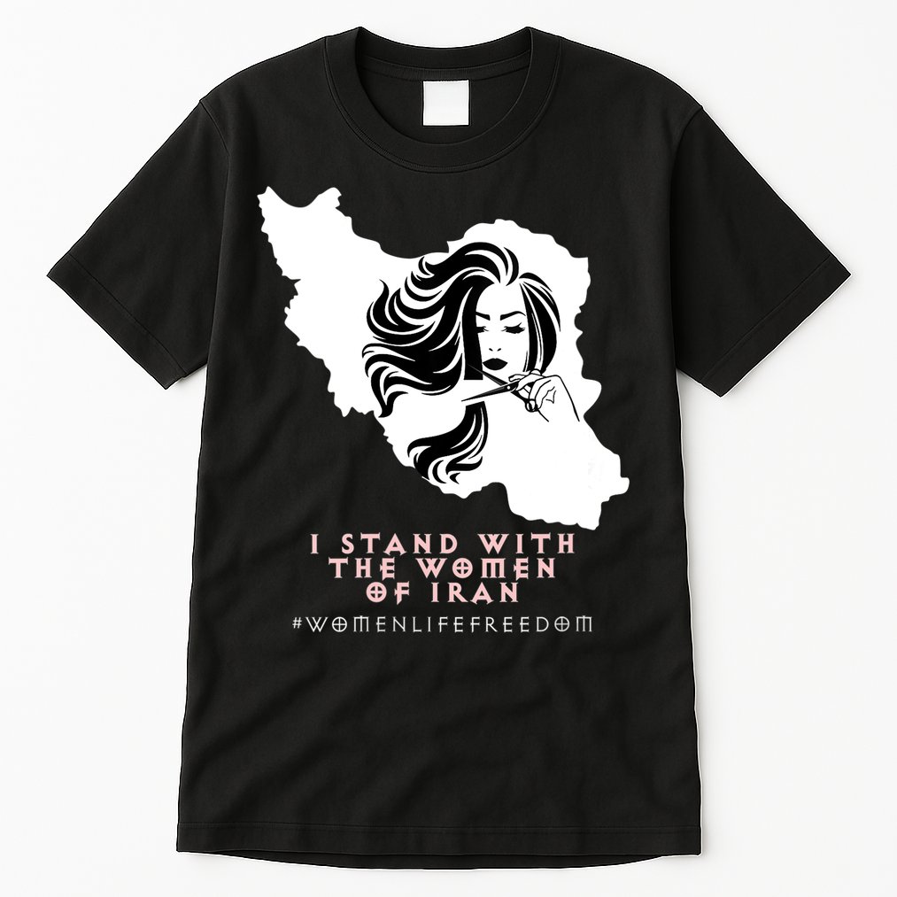 Womens Iran Map, I STAND WITH WOMEN OF IRAN Support Iranian Women Tall T-Shirt