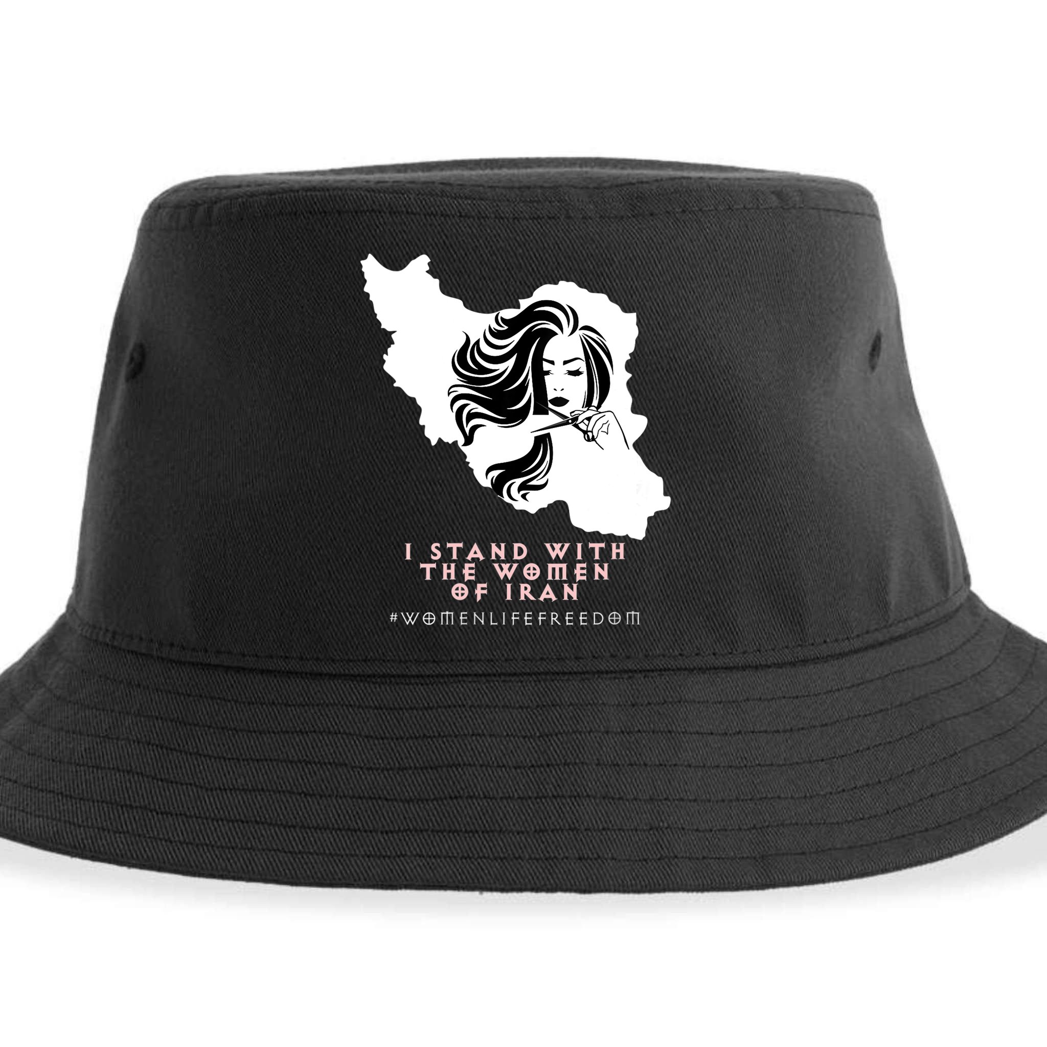 Womens Iran Map, I STAND WITH WOMEN OF IRAN Support Iranian Women Sustainable Bucket Hat