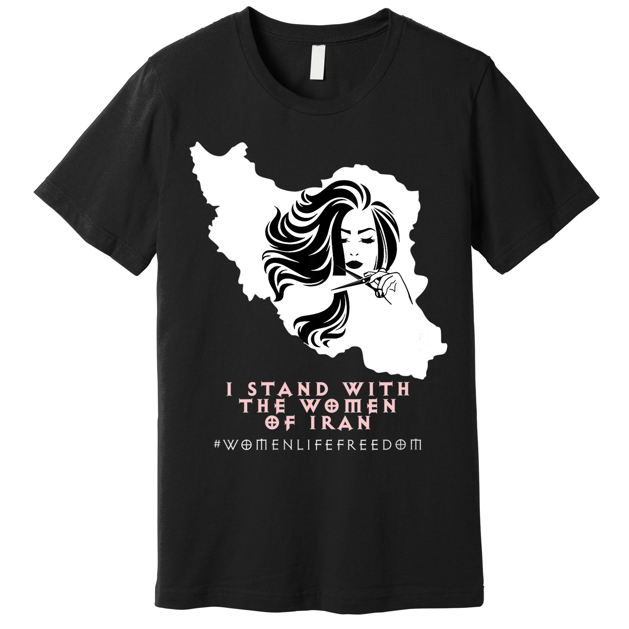 Womens Iran Map, I STAND WITH WOMEN OF IRAN Support Iranian Women Premium T-Shirt