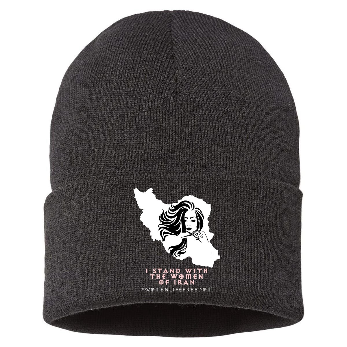 Womens Iran Map, I STAND WITH WOMEN OF IRAN Support Iranian Women Sustainable Knit Beanie