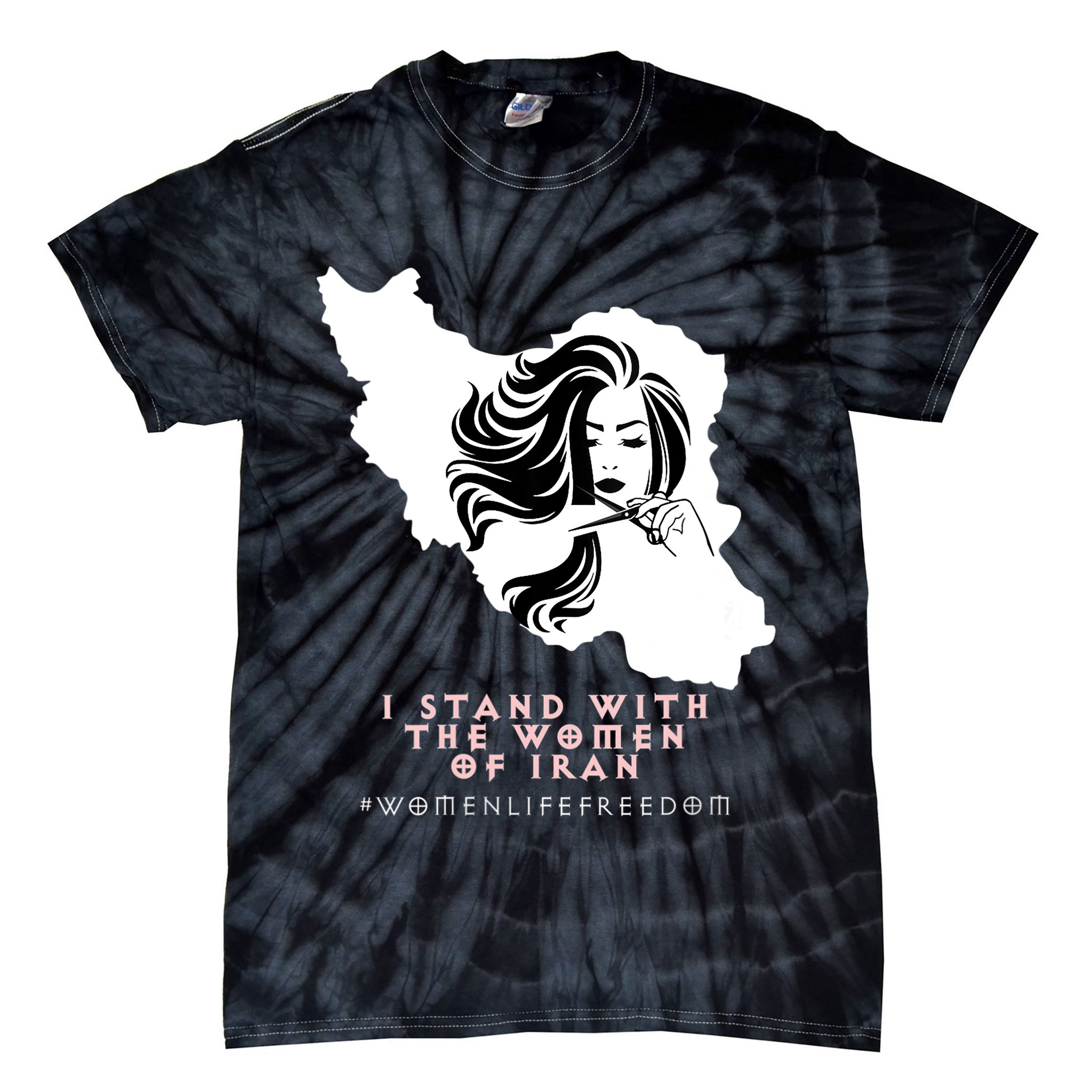Womens Iran Map, I STAND WITH WOMEN OF IRAN Support Iranian Women Tie-Dye T-Shirt
