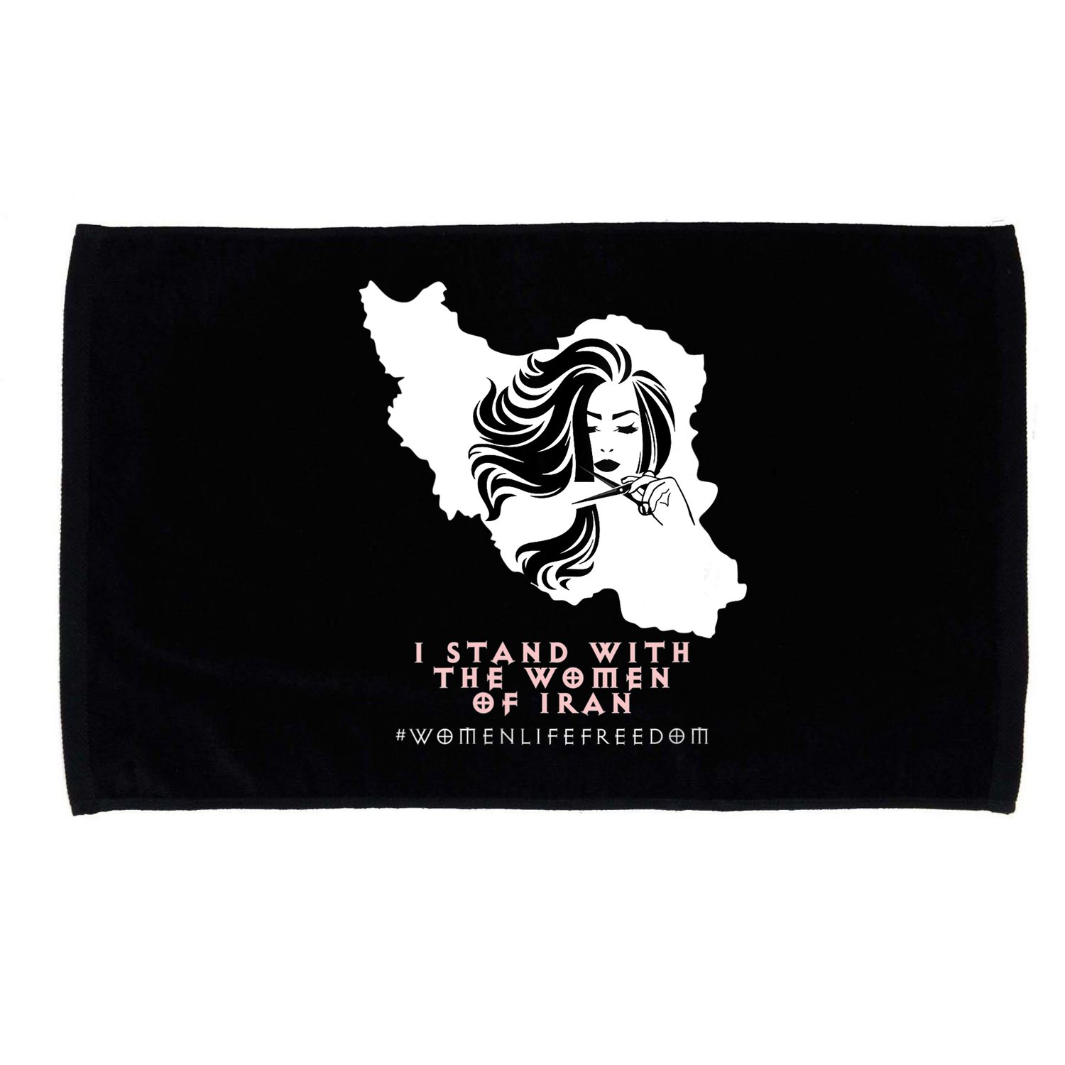 Womens Iran Map, I STAND WITH WOMEN OF IRAN Support Iranian Women Microfiber Hand Towel