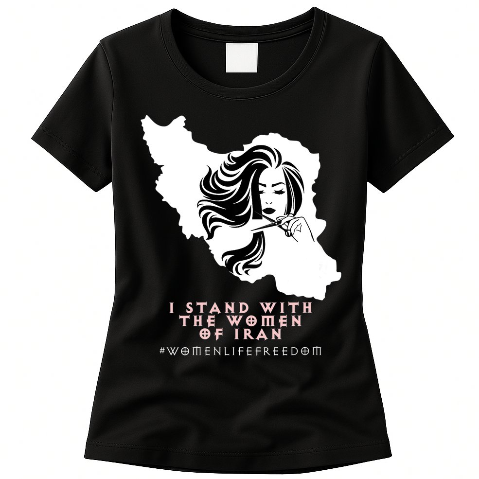 Womens Iran Map, I STAND WITH WOMEN OF IRAN Support Iranian Women Womens T-Shirt