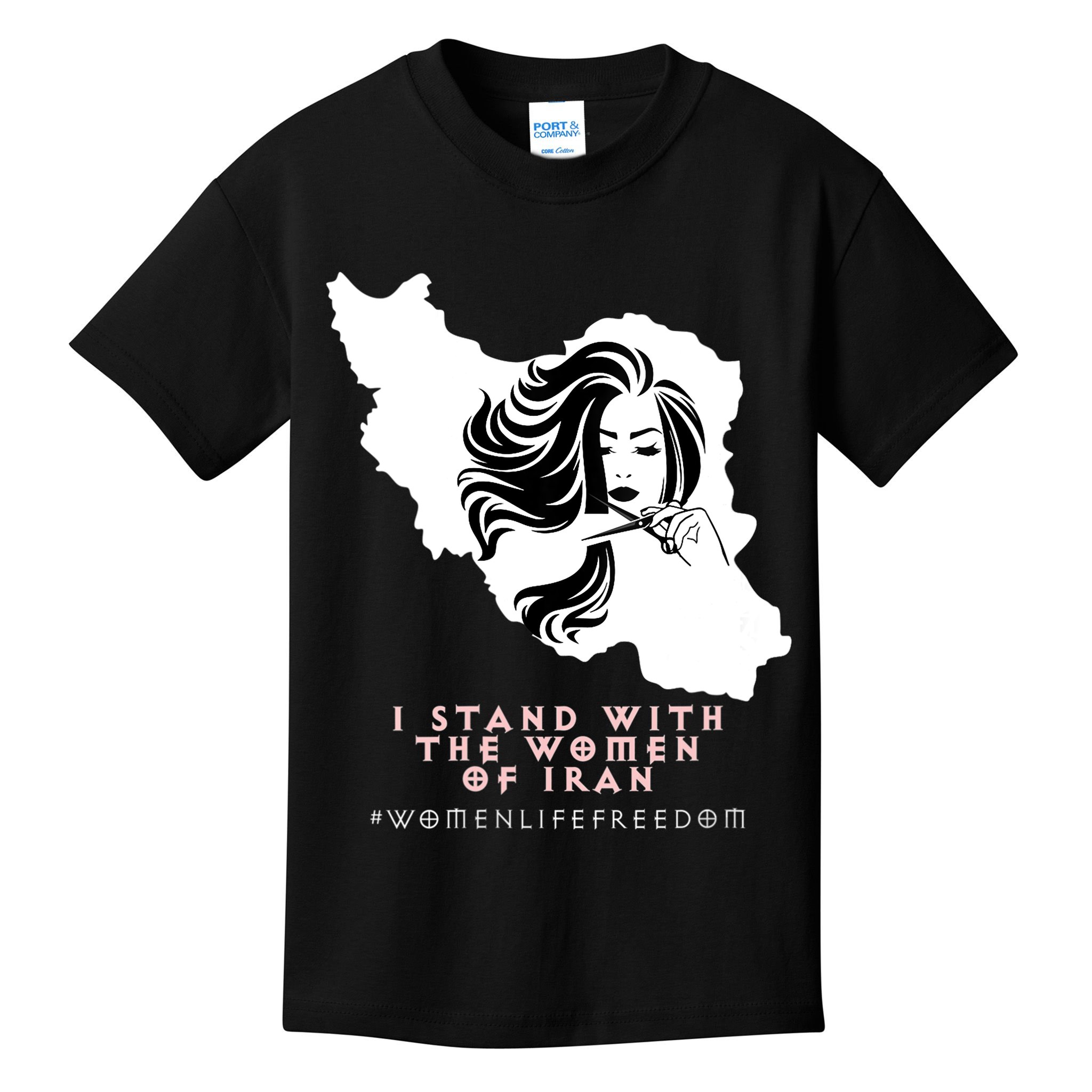 Womens Iran Map, I STAND WITH WOMEN OF IRAN Support Iranian Women Kids T-Shirt