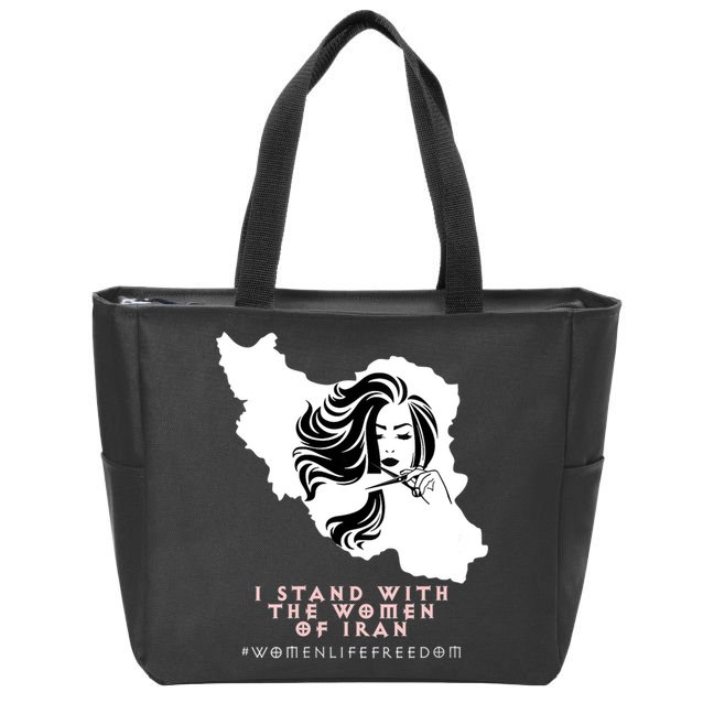 Womens Iran Map, I STAND WITH WOMEN OF IRAN Support Iranian Women Zip Tote Bag