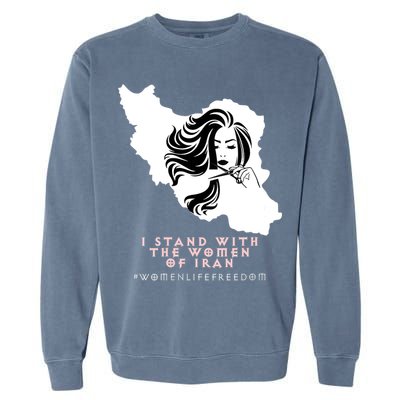 Womens Iran Map, I STAND WITH WOMEN OF IRAN Support Iranian Women Garment-Dyed Sweatshirt