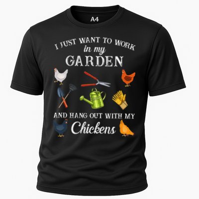 Work In My Garden Hangout With My Chickens Funny Gardening Performance Shirt
