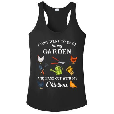 Work In My Garden Hangout With My Chickens Funny Gardening Ladies PosiCharge Competitor Racerback Tank