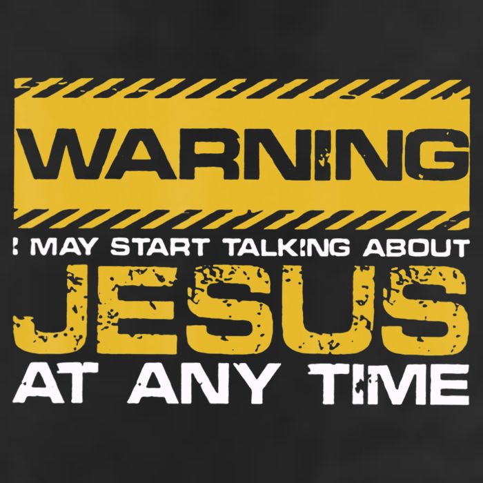 Warning I May Start Talking About Jesus Christian Jesus 7 Panel Mesh Trucker Snapback Hat