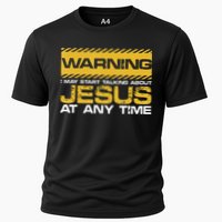 Warning I May Start Talking About Jesus Christian Jesus Cooling Performance Crew T-Shirt