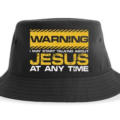 Warning I May Start Talking About Jesus Christian Jesus Sustainable Bucket Hat