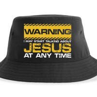 Warning I May Start Talking About Jesus Christian Jesus Sustainable Bucket Hat