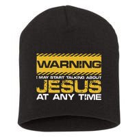 Warning I May Start Talking About Jesus Christian Jesus Short Acrylic Beanie