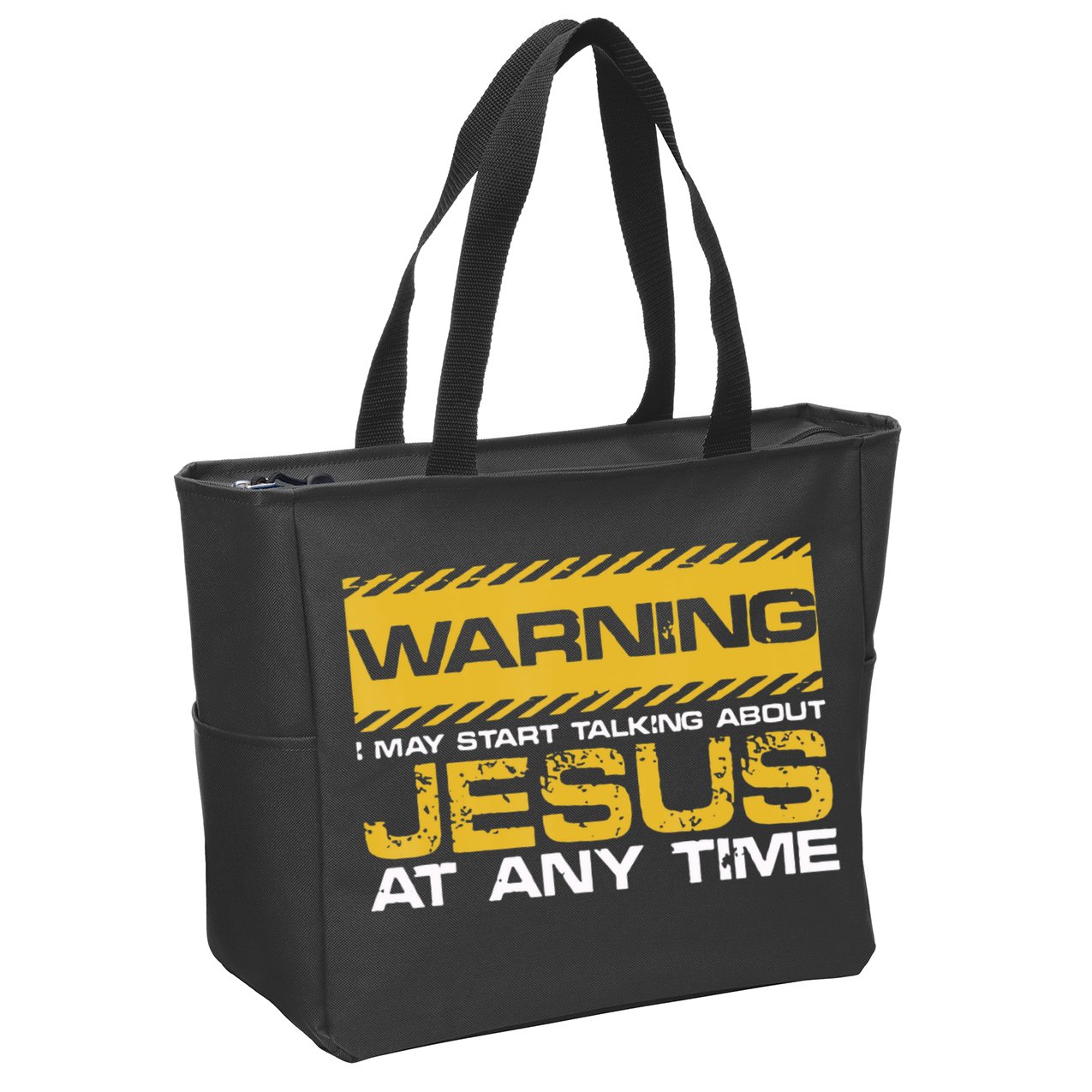 Warning I May Start Talking About Jesus Christian Jesus Zip Tote Bag