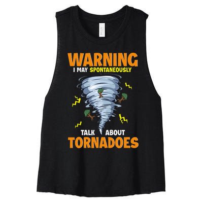 Warning I May Spontaneously Talk About Tornadoes Women's Racerback Cropped Tank