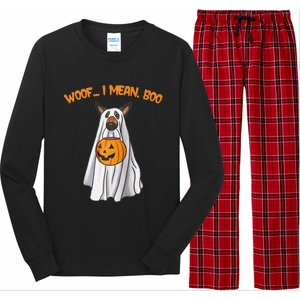 Woof I Mean Boo German Shepherd Dog Ghost Funny Halloween Raglan Baseball Long Sleeve Pajama Set