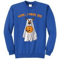 Woof I Mean Boo German Shepherd Dog Ghost Funny Halloween Raglan Baseball Sweatshirt