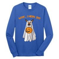 Woof I Mean Boo German Shepherd Dog Ghost Funny Halloween Raglan Baseball Tall Long Sleeve T-Shirt