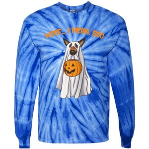 Woof I Mean Boo German Shepherd Dog Ghost Funny Halloween Raglan Baseball Tie-Dye Long Sleeve Shirt