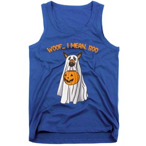 Woof I Mean Boo German Shepherd Dog Ghost Funny Halloween Raglan Baseball Tank Top