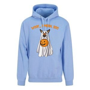 Woof I Mean Boo German Shepherd Dog Ghost Funny Halloween Raglan Baseball Unisex Surf Hoodie