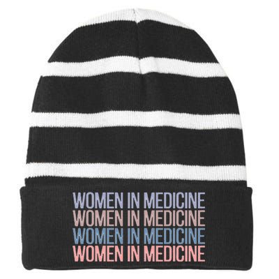 Women In Medicine School Striped Beanie with Solid Band