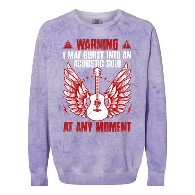 Warning I May Burst Into An Acoustic Solo Indie Folk Music Colorblast Crewneck Sweatshirt