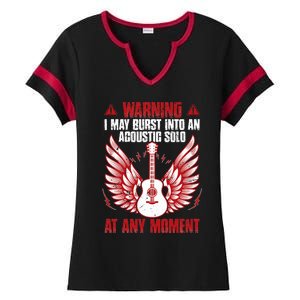 Warning I May Burst Into An Acoustic Solo Indie Folk Music Ladies Halftime Notch Neck Tee