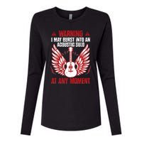 Warning I May Burst Into An Acoustic Solo Indie Folk Music Womens Cotton Relaxed Long Sleeve T-Shirt