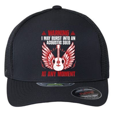 Warning I May Burst Into An Acoustic Solo Indie Folk Music Flexfit Unipanel Trucker Cap