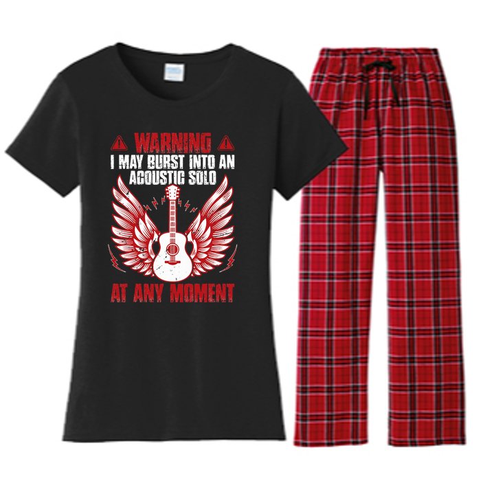 Warning I May Burst Into An Acoustic Solo Indie Folk Music Women's Flannel Pajama Set