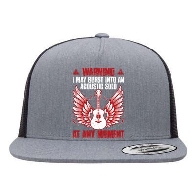 Warning I May Burst Into An Acoustic Solo Indie Folk Music Flat Bill Trucker Hat