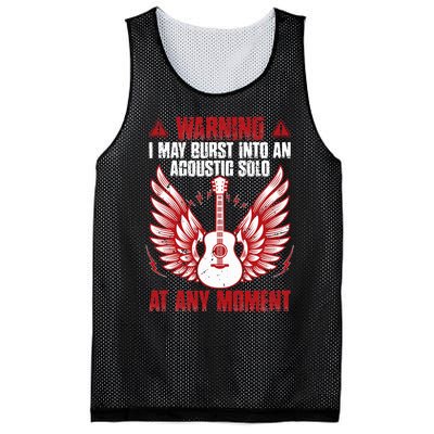 Warning I May Burst Into An Acoustic Solo Indie Folk Music Mesh Reversible Basketball Jersey Tank