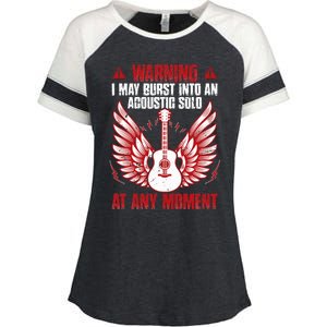 Warning I May Burst Into An Acoustic Solo Indie Folk Music Enza Ladies Jersey Colorblock Tee