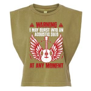 Warning I May Burst Into An Acoustic Solo Indie Folk Music Garment-Dyed Women's Muscle Tee