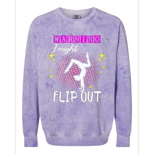 Warning I Might Flip Out Funny Gymnast Cheerleading Colorblast Crewneck Sweatshirt