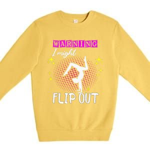 Warning I Might Flip Out Funny Gymnast Cheerleading Premium Crewneck Sweatshirt