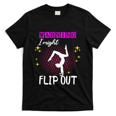 Warning I Might Flip Out Funny Gymnast Cheerleading T-Shirt