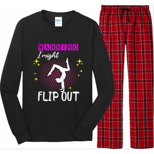 Warning I Might Flip Out Funny Gymnast Cheerleading Long Sleeve Pajama Set