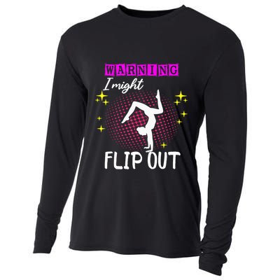 Warning I Might Flip Out Funny Gymnast Cheerleading Cooling Performance Long Sleeve Crew