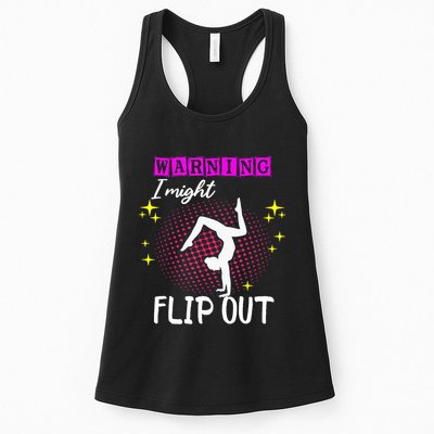 Warning I Might Flip Out Funny Gymnast Cheerleading Womens Tank Top