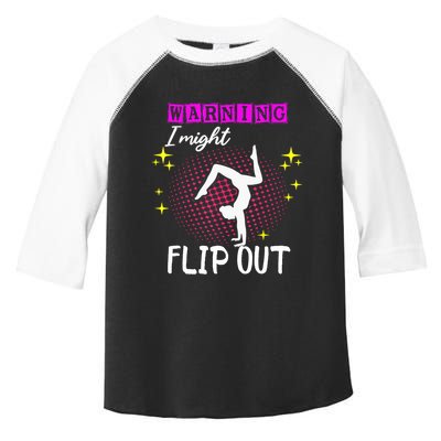 Warning I Might Flip Out Funny Gymnast Cheerleading Toddler Fine Jersey T-Shirt
