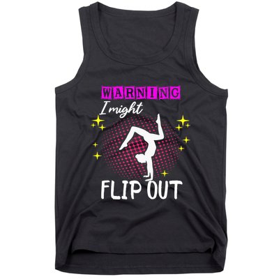 Warning I Might Flip Out Funny Gymnast Cheerleading Tank Top