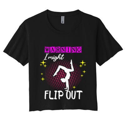 Warning I Might Flip Out Funny Gymnast Cheerleading Crop Top