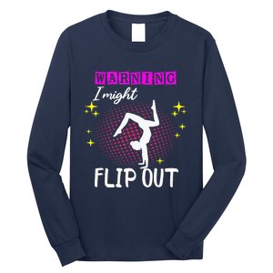 Warning I Might Flip Out Funny Gymnast Cheerleading Long Sleeve Shirt