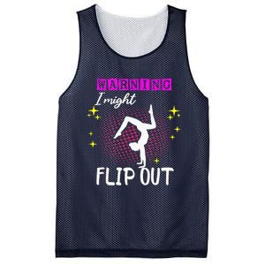 Warning I Might Flip Out Funny Gymnast Cheerleading Mesh Reversible Basketball Jersey Tank