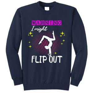 Warning I Might Flip Out Funny Gymnast Cheerleading Tall Sweatshirt