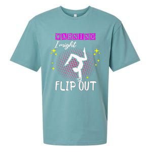 Warning I Might Flip Out Funny Gymnast Cheerleading Sueded Cloud Jersey T-Shirt