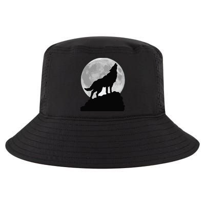 Wolf In Moon Light Cool Full Dog Pup Howling Tee Cool Comfort Performance Bucket Hat